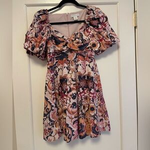 Pink and Orange Floral Mini Dress
